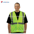 Custom Logo Printed Fluorescent Yellow Road Safety Vest Hi Vis Mesh Reflective Warning Workwear With 2 Pockets And Front Zipper